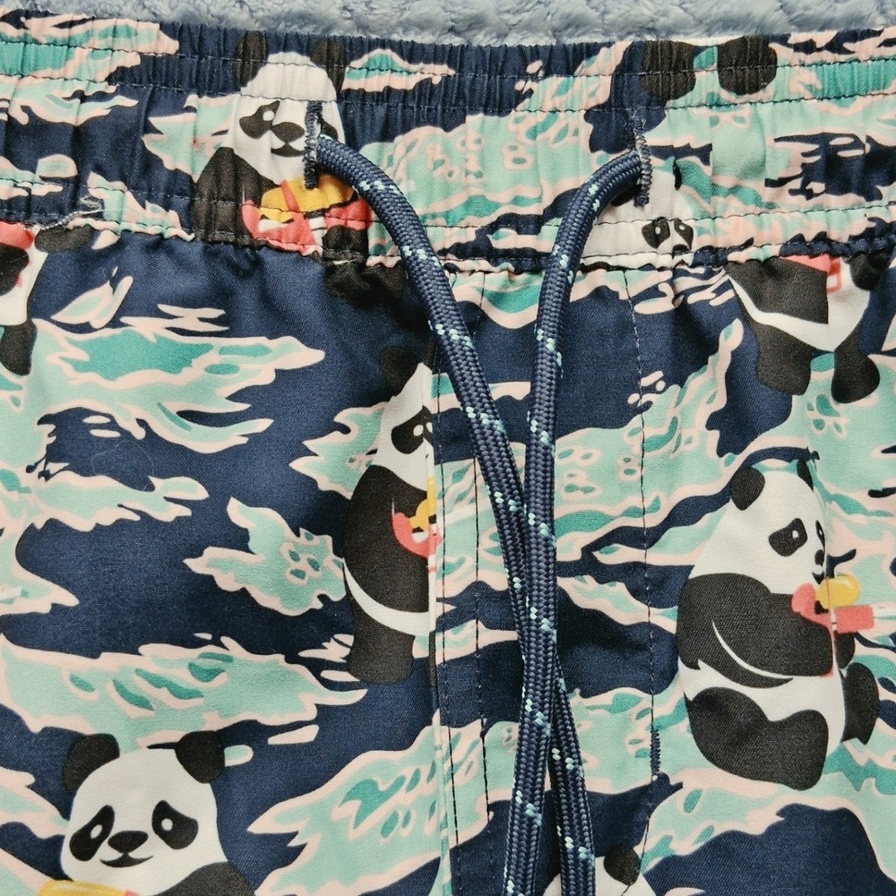 No Boundaries Mens Panda Water Gun Swim Trunks Blue Mint Green Large 36-38 6in